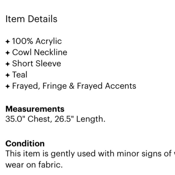 NY Collection Cowl neck fringe hem women’s Pullover sweater Small teal green - Picture 3 of 5